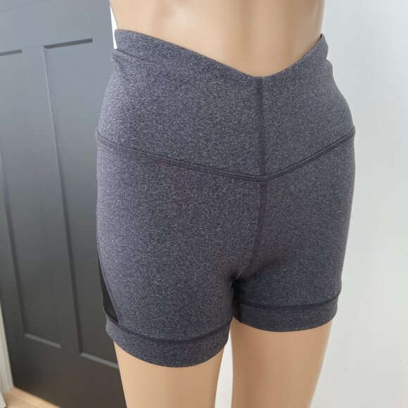 Karma Athletics Charcoal Gray High-Waisted Womens Mesh Panel slimming Shorts Med - Picture 2 of 14